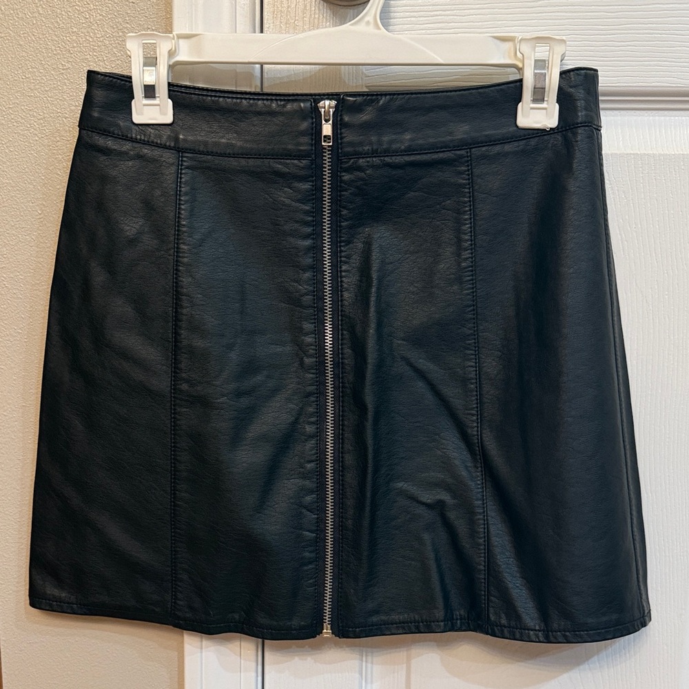 Forever 21 Black Leather Zip Up Skirt